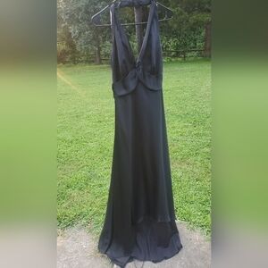 David’s Bridal Black Silky Back Halter Maxi Femmin Women's  Party dress Size 12